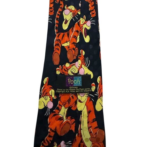 Disney Winnie The Pooh Tigger Jumping Bouncing Cartoon Novelty Necktie 100% Silk - Picture 4 of 7